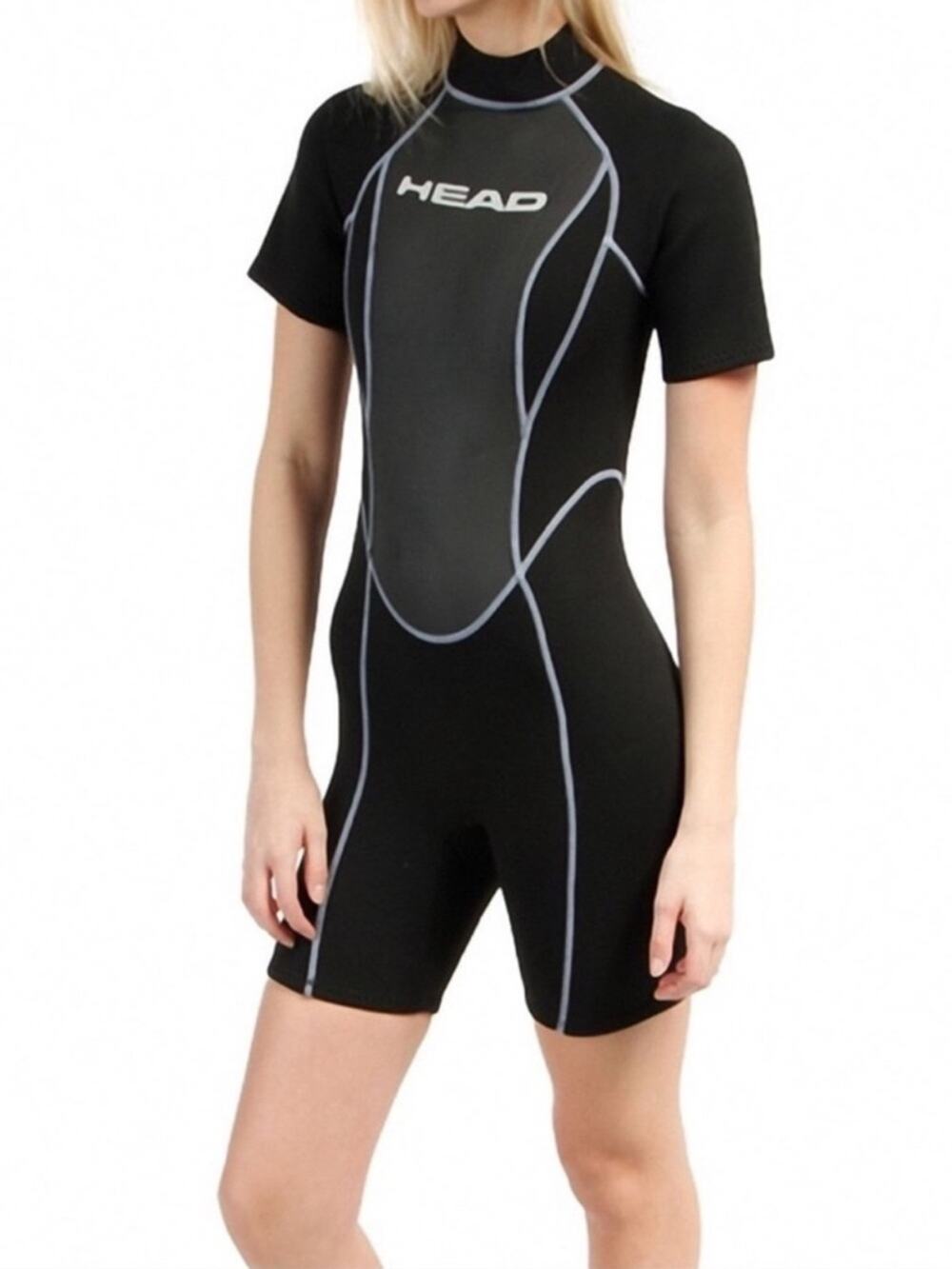 HEAD Black Shorty Wetsuit Jacket with Light Blue Trim sz 6 Spring Suit Surf